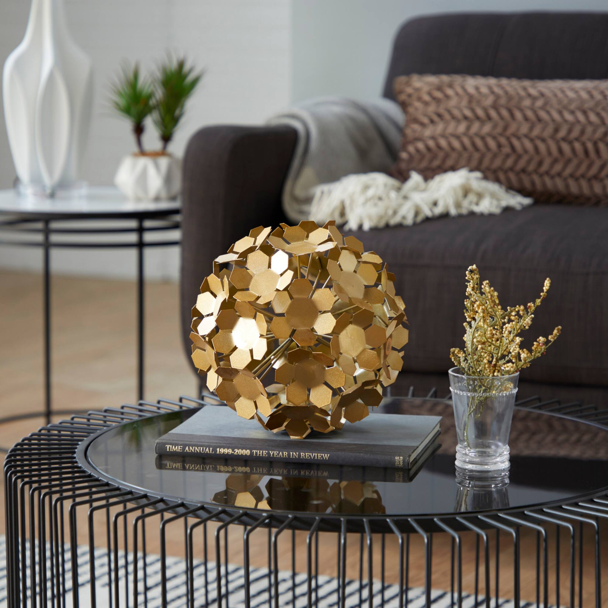 9" Gold Metal Contemporary Geometric Sculpture